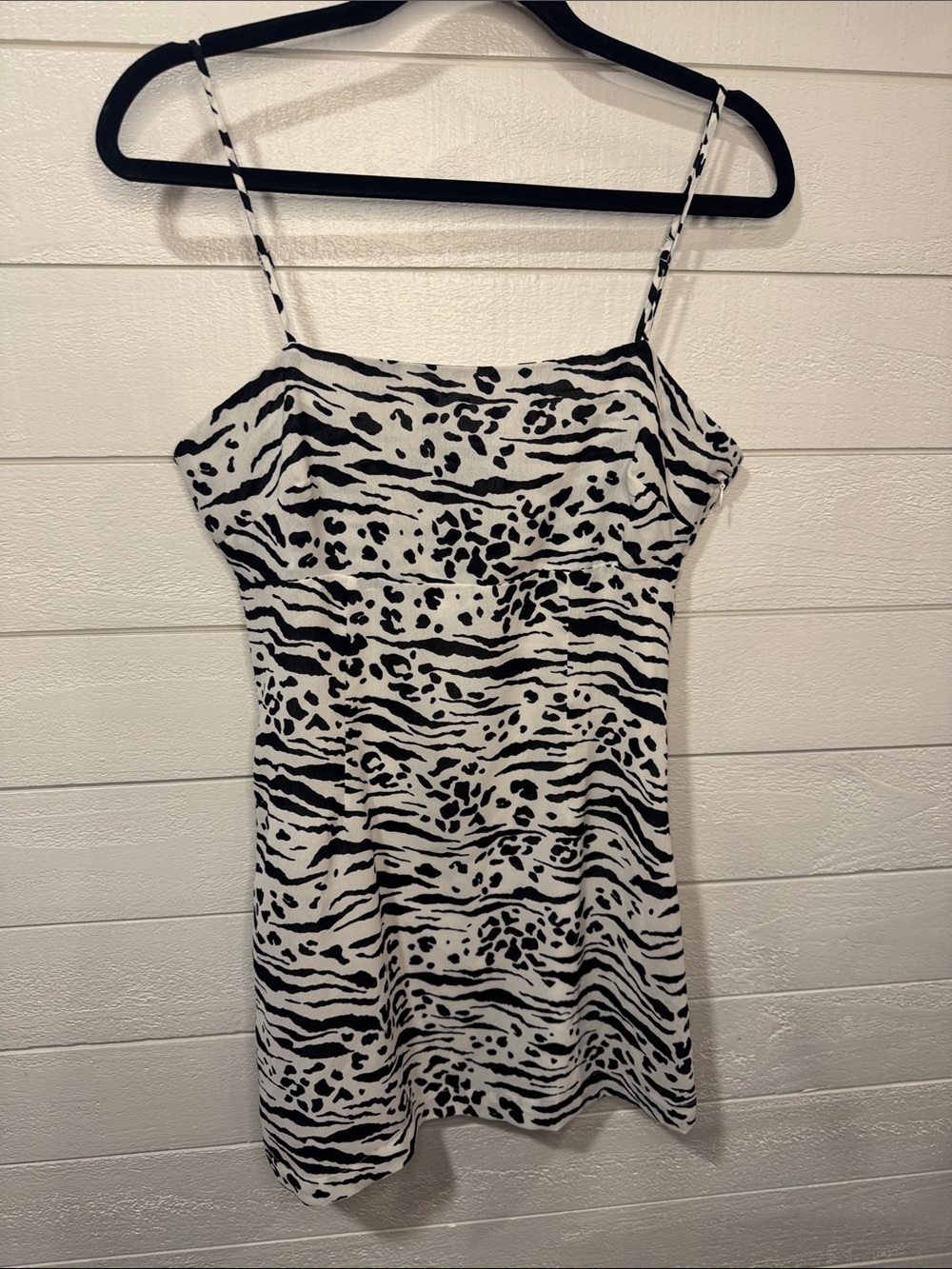 Black & White Animal Print Slip Dress-MEDIUM